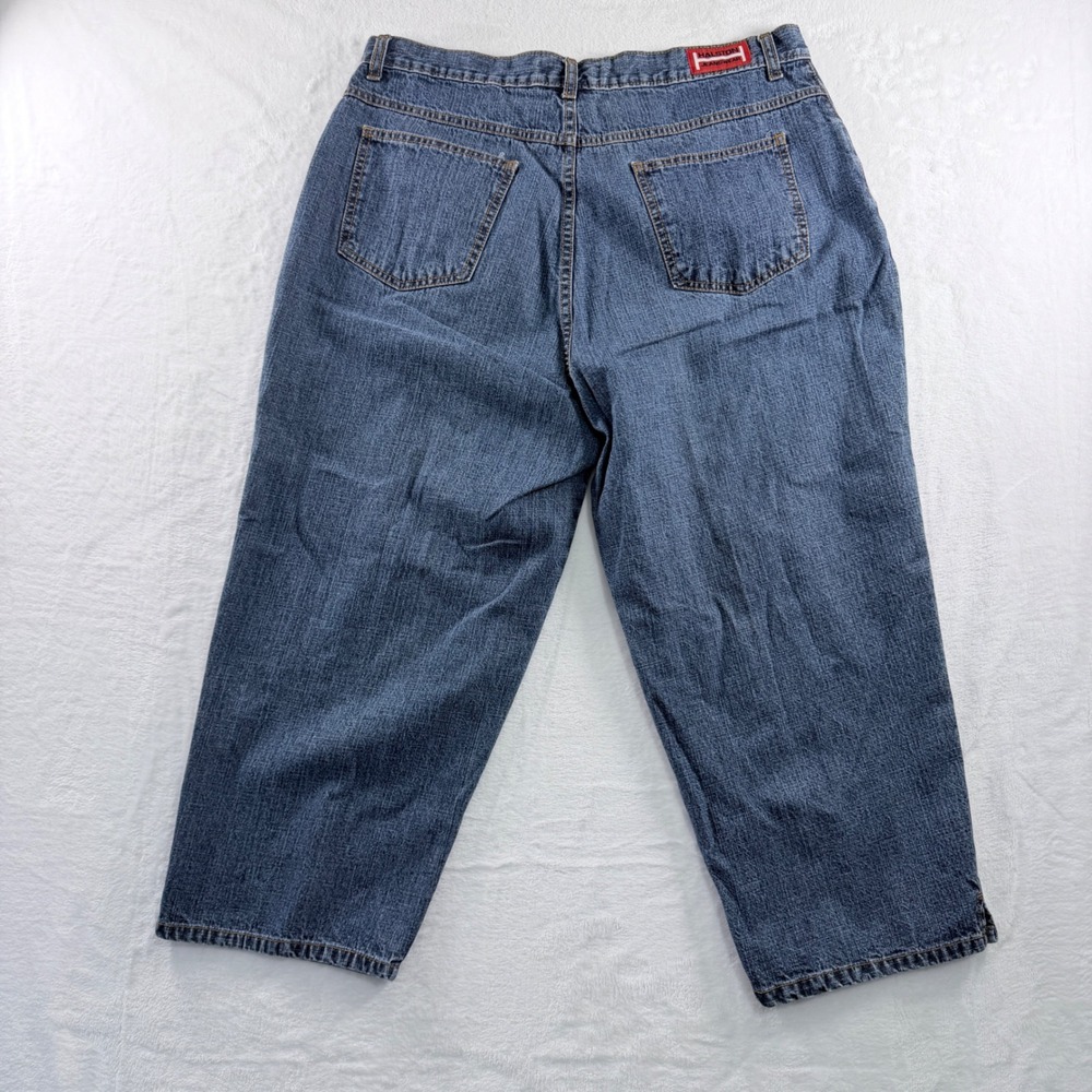 Y2K Jeanswear Cropped Denim Jeans Medium Wash Side Slit Size 16 - Picture 2 of 8